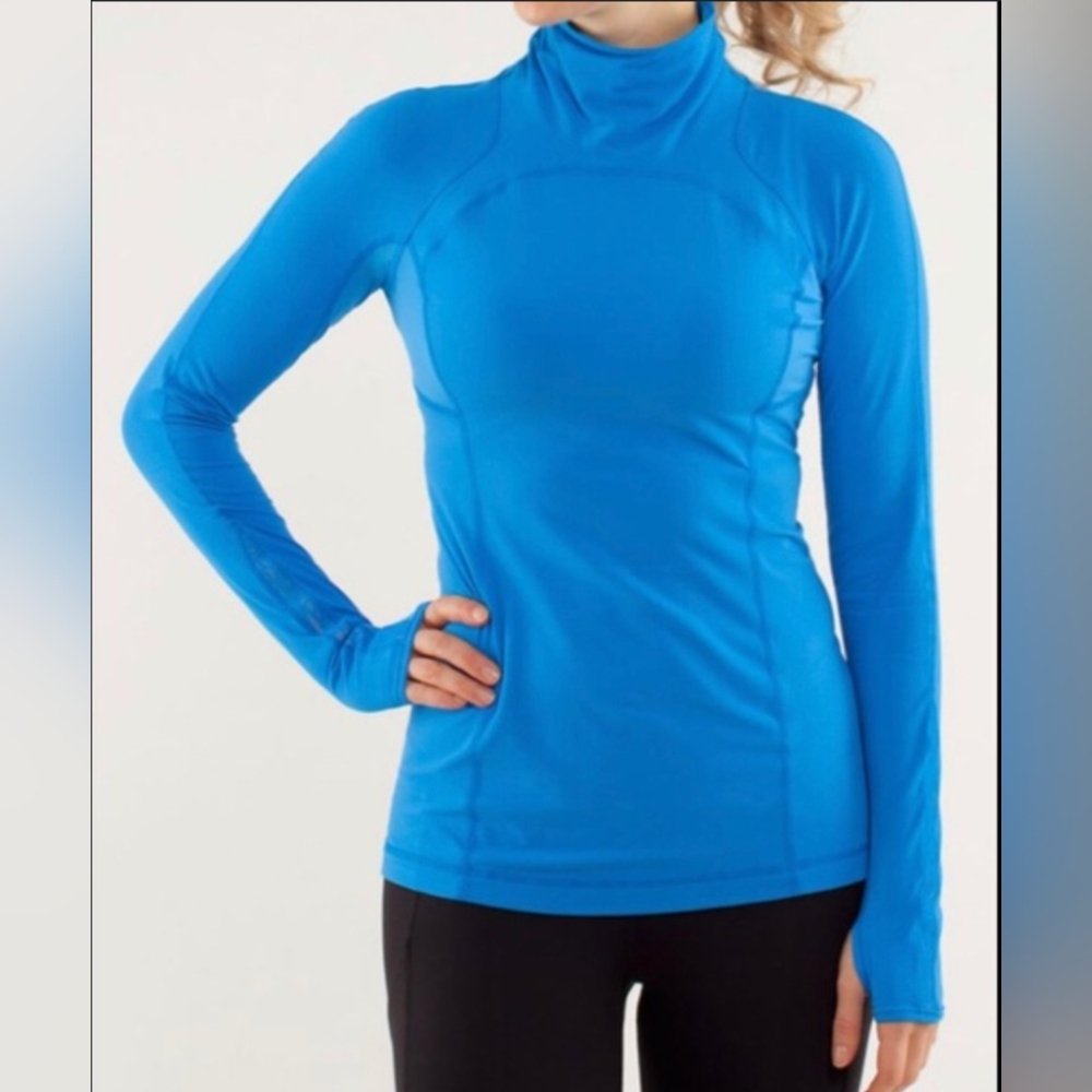 Lululemon Run: Speedy Turtleneck Beaming Blue Lace Sleeve Size 6
